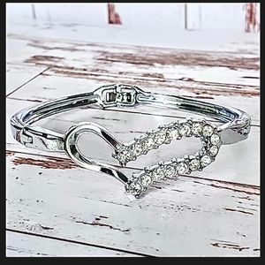 Crystal Heart Bangle Bracelet